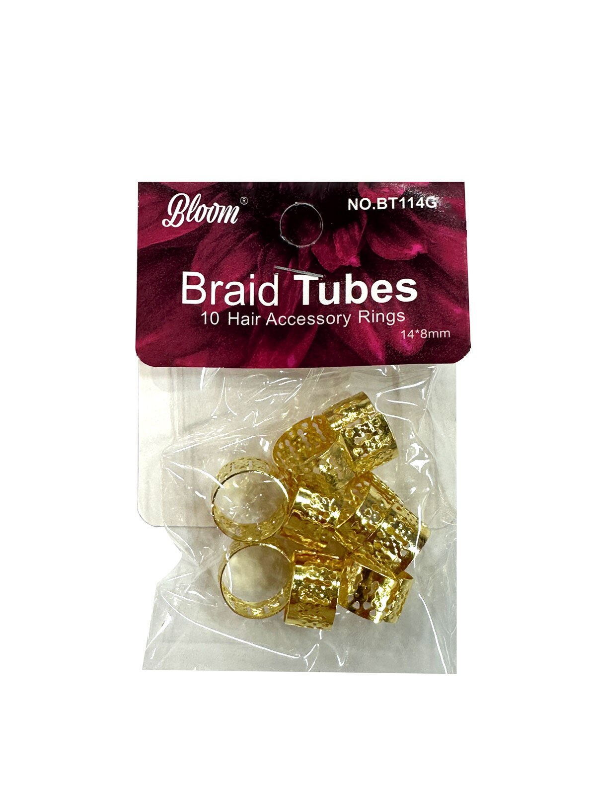 Bloom Braid Tubes - 10 Hair Accessory Rings - 14*8mm #BT114G